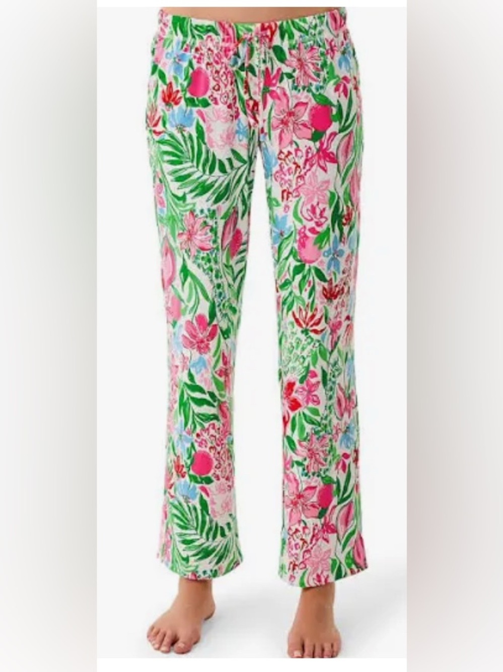 New with Tags Lilly Pulitzer PJ Set- Tank & Knit Pants Multi Glowing Gardens L - Picture 2 of 5